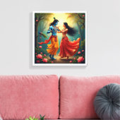 Radha Krishna Spiritual Paintings 🌺🎶. Canvas Afdruk (Insitu (Woonkamer))