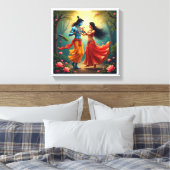 Radha Krishna Spiritual Paintings 🌺🎶. Canvas Afdruk (Insitu (Slaapkamer))