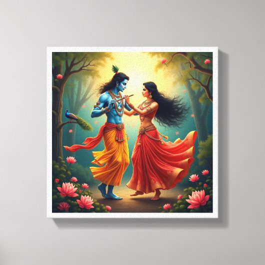 Radha Krishna Spiritual Paintings 🌺🎶. Canvas Afdruk (Voorkant)