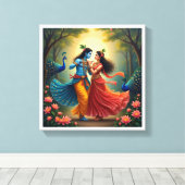 Radha Krishna spirituele schilderijen 🌺🎶. Canvas Afdruk (Insitu (Houten vloer))