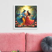 Radha Krishna spirituele schilderijen 🌺🎶. Canvas Afdruk (Insitu (Woonkamer))