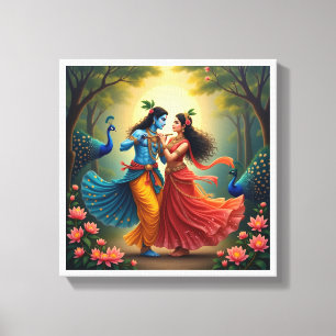Radha Krishna spirituele schilderijen 🌺🎶. Canvas Afdruk