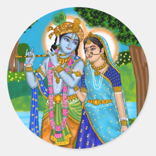 Radha Krishna-sticker Ronde Sticker (Voorkant)
