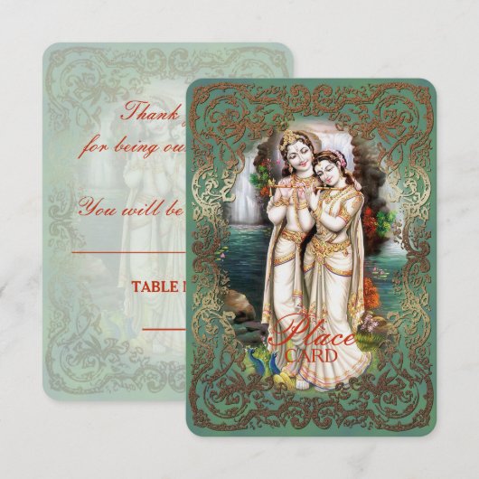 Radha Krishna Trouwcollectie - Plaatshouder Kaart (Voorkant / Achterkant)