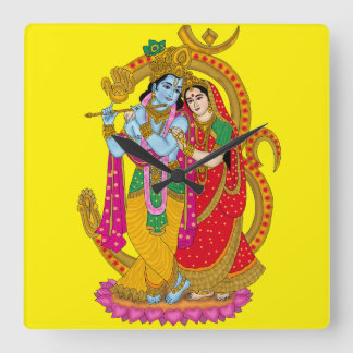Radha Krishna Wall Clock Vierkante Klok