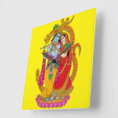 Radha Krishna Wall Clock Vierkante Klok (Hoek)