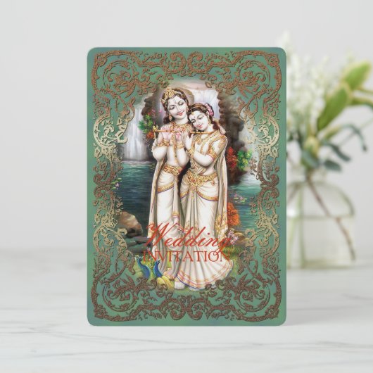 Radha Krishna Wedding Collectie - Uitnodiging Kaar (Staand voorkant)
