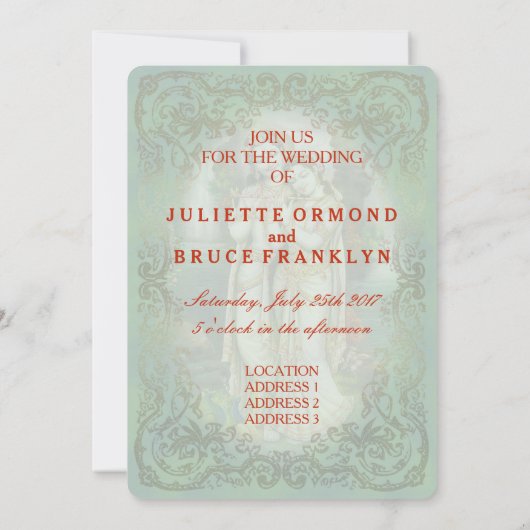 Radha Krishna Wedding Collectie - Uitnodiging Kaar (Achterkant)