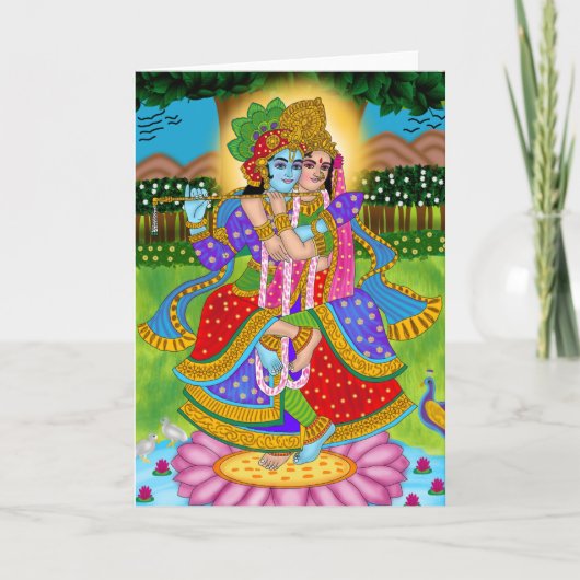 Radha Krishna Wenskaart Kaart (Voorkant)