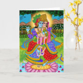 Radha Krishna Wenskaart Kaart (Gele Bloem)