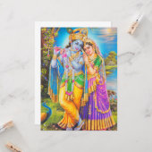 Radha Krishna with Flute Hare Krishna Kaart (Voorkant / Achterkant in situ)