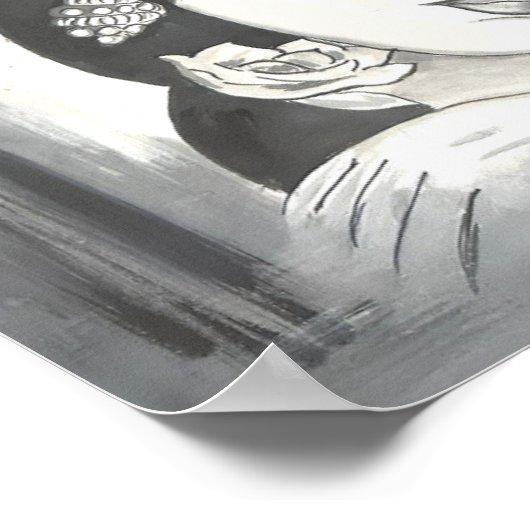 Radha Krishna zwart-wit Poster (Hoek)