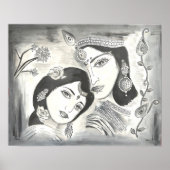 Radha Krishna zwart-wit Poster (Voorkant)