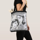Radha Krishna zwart-wit Tote Bag (Dichtbij)