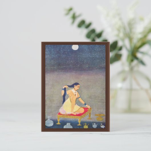 Radha 's nachts. Mughal schilderen Ca 1650th door  Briefkaart (Staand voorkant)