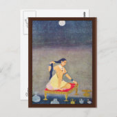 Radha 's nachts. Mughal schilderen Ca 1650th door Briefkaart (Voorkant / Achterkant)