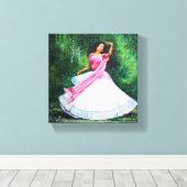 Radha wacht op Krishna in Vrindavan Canvas Afdruk (Insitu (Houten vloer))