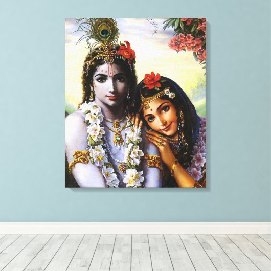 RadhaAndKrishna - Gekapeld Canvas (Insitu (Houten vloer))