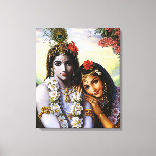 RadhaAndKrishna - Gekapeld Canvas Afdruk