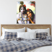 RadhaAndKrishna - Gekapeld Canvas Afdruk (Insitu (Slaapkamer))
