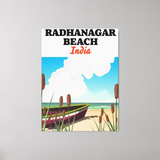 Radhanagar Beach India reisposter Canvas Afdruk (Voorkant)