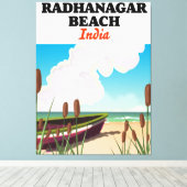 Radhanagar Beach India reisposter Canvas Afdruk (Insitu (Houten vloer))