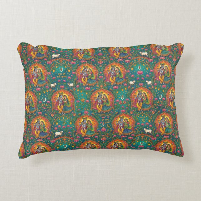 Radhe Krishna Patroon Accent Kussen (Voorkant)