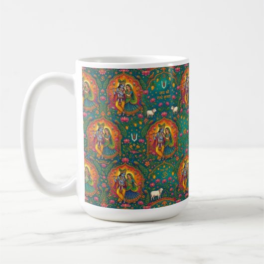 Radhe Krishna Patroon Koffiemok (Links)