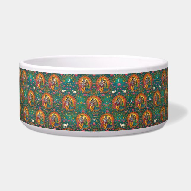 Radhe Krishna Patroon Voerbakje (Voorkant)