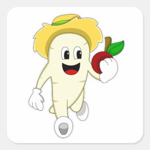 Radiaal als landbouwer met fruit vierkante sticker