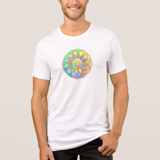 Radiaal Bloemblad Geometrisch Ontwerp Tri-Blend Shirt (Voorkant)
