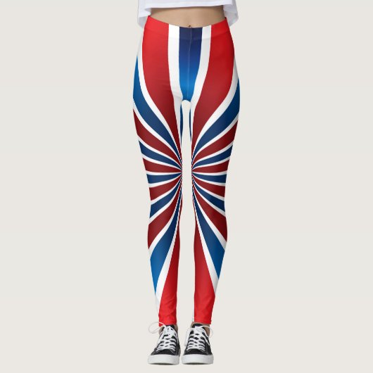 Radiaal Patroon Rood Blauw Leggings (Voorkant)