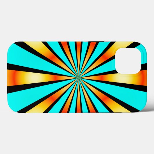 Radiaal Pattern Turquoise Oranje Black Case-Mate iPhone Case (Achterkant (horizontaal))