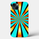 Radiaal Pattern Turquoise Oranje Black Case-Mate iPhone Case (Achterkant)
