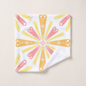 Radial Heart Sunburst Patroon Roze Geel Bad Handdoek (Wasdoekje)