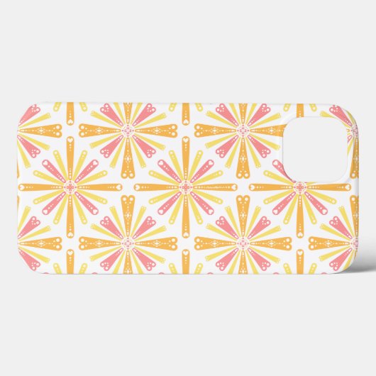 Radial Heart Sunburst Patroon Roze Geel Case-Mate iPhone Case (Achterkant (horizontaal))