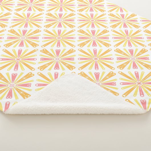 Radial Heart Sunburst Patroon Roze Geel Sherpa Deken (3/4)