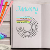 Radial Monthly Habit Tracker Journal Stamp Rubberstempel