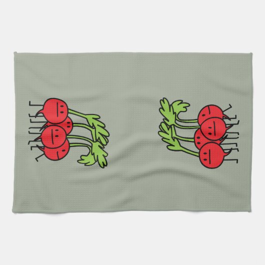 Radiale Happy Bunch - Radishes die gelukkig zijn! Theedoek (Horizontaal)