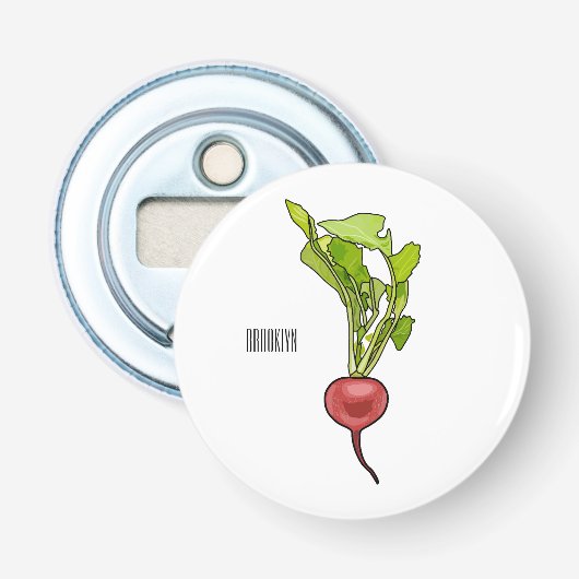 Radiale illustratie cartoon button flesopener (Voorkant)