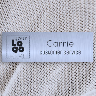 Radiale metalen zilvernaamtag met Logo Naamplaatje