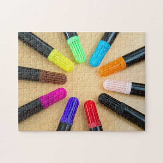 Radiale schikking van Kunstpennen Legpuzzel (Horizontaal)