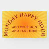 Radiale stralen - oranje geel + uw ideeën spandoek (Horizontaal)