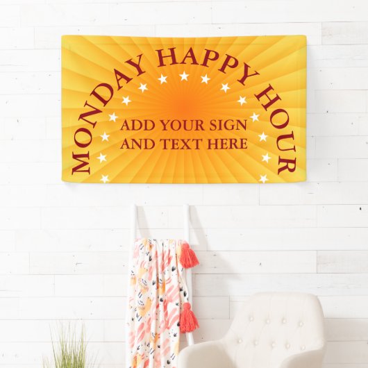 Radiale stralen - oranje geel + uw ideeën spandoek (Insitu)