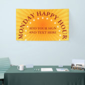 Radiale stralen - oranje geel + uw ideeën spandoek (Beurs)