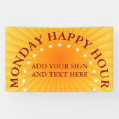 Radiale stralen - oranje geel + uw ideeën spandoek (Horizontaal)