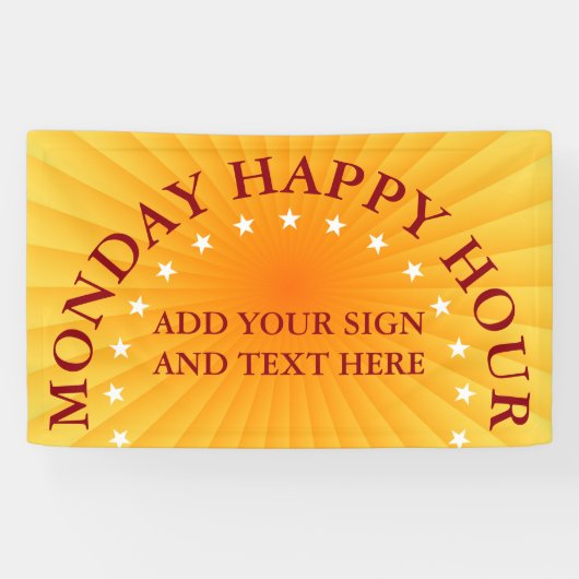 Radiale stralen - oranje geel + uw ideeën spandoek (Horizontaal)