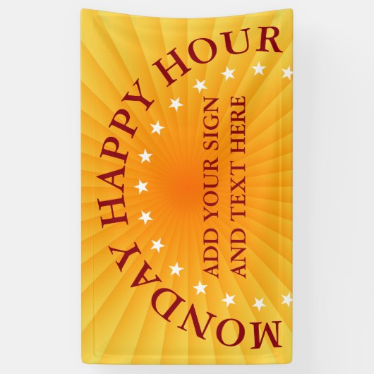 Radiale stralen - oranje geel + uw ideeën spandoek (Verticaal)