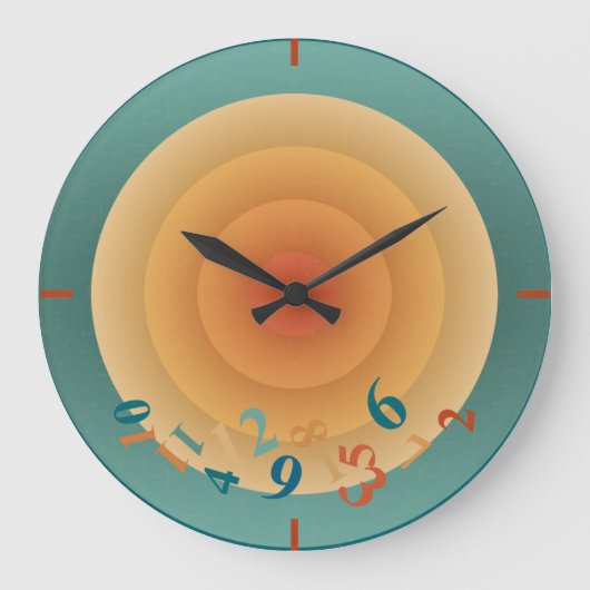 Radiale Sun Retro Grote Klok (Voorkant)