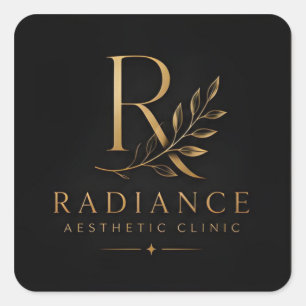 Radiance Aesthetic Clinic Luxe Ginkgo Logo Vierkante Sticker